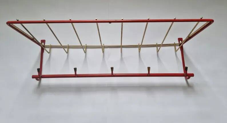 Midcentury Wall Brass Coat Rack, Germany, 1960s