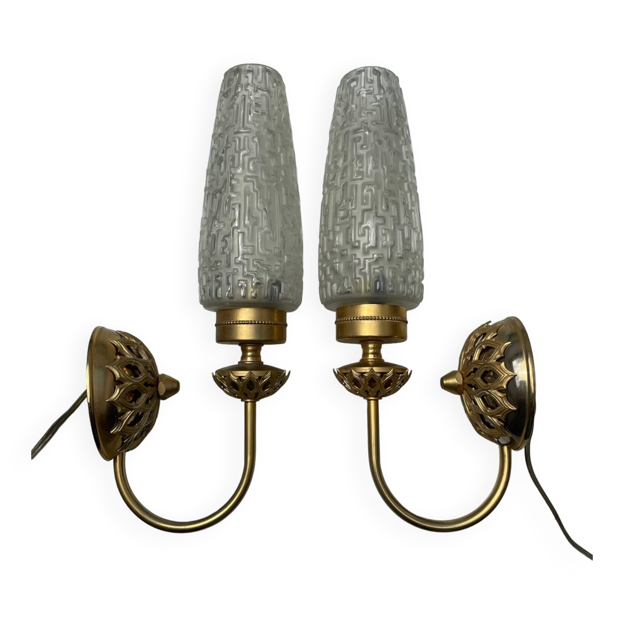 Paire d'appliques en laiton France