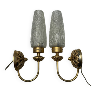 Pair of wall lamps brass France