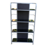 Vintage shelf in chrome metal and smoked glass 143cm