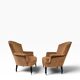 Set of 2 vintage salmon pink armchairs / club chairs