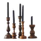 Scandinavian Wooden Candleholders, Set of 5