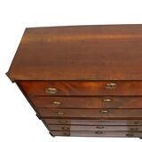 Commode Chiffonnière Ancienne en Acajou Flammé sur Chêne XIXe Siècle