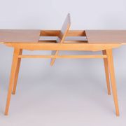 Restored Midcentury Oak Extendable Dining Table, Revived Polish, Czechia, 1950s