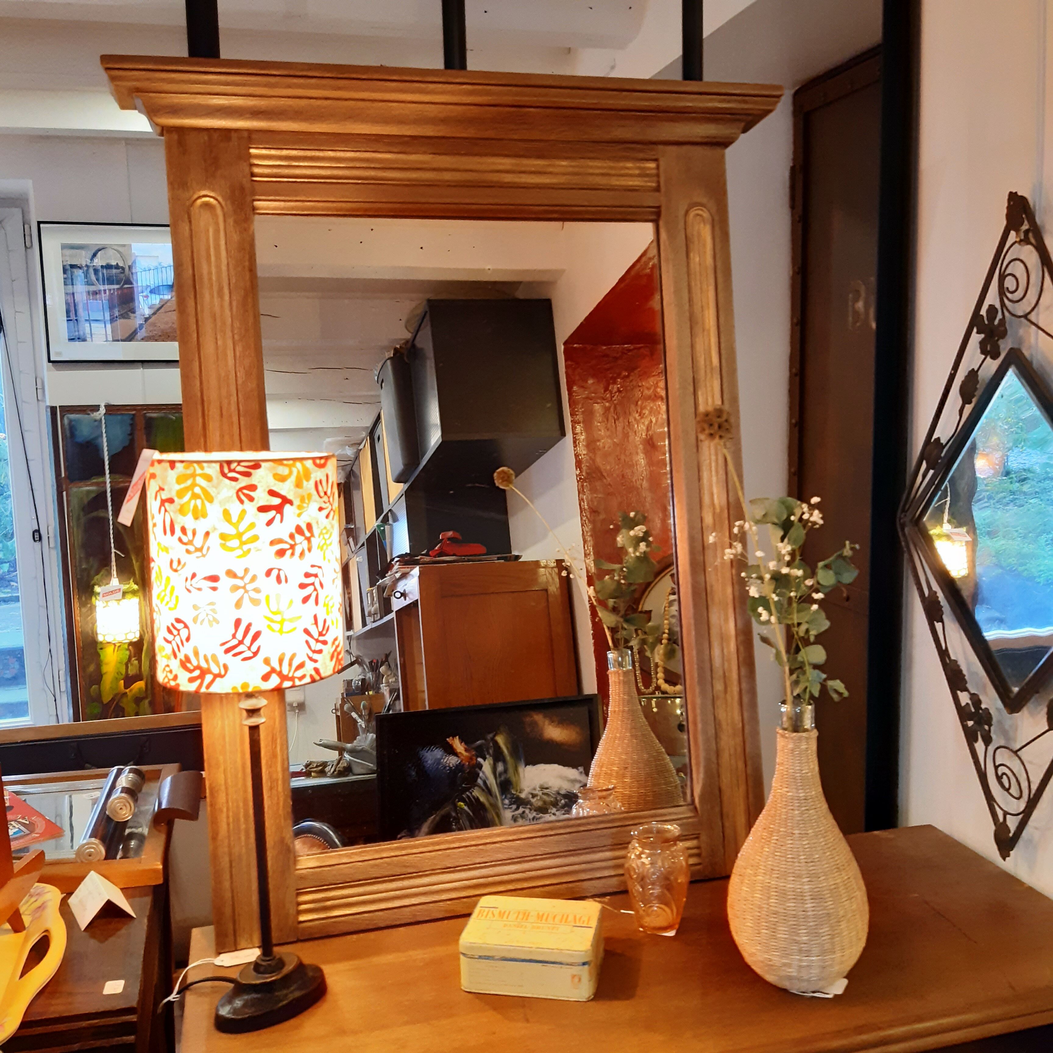 Mirror, wood, molding, 30s 40s, natural wood, gold