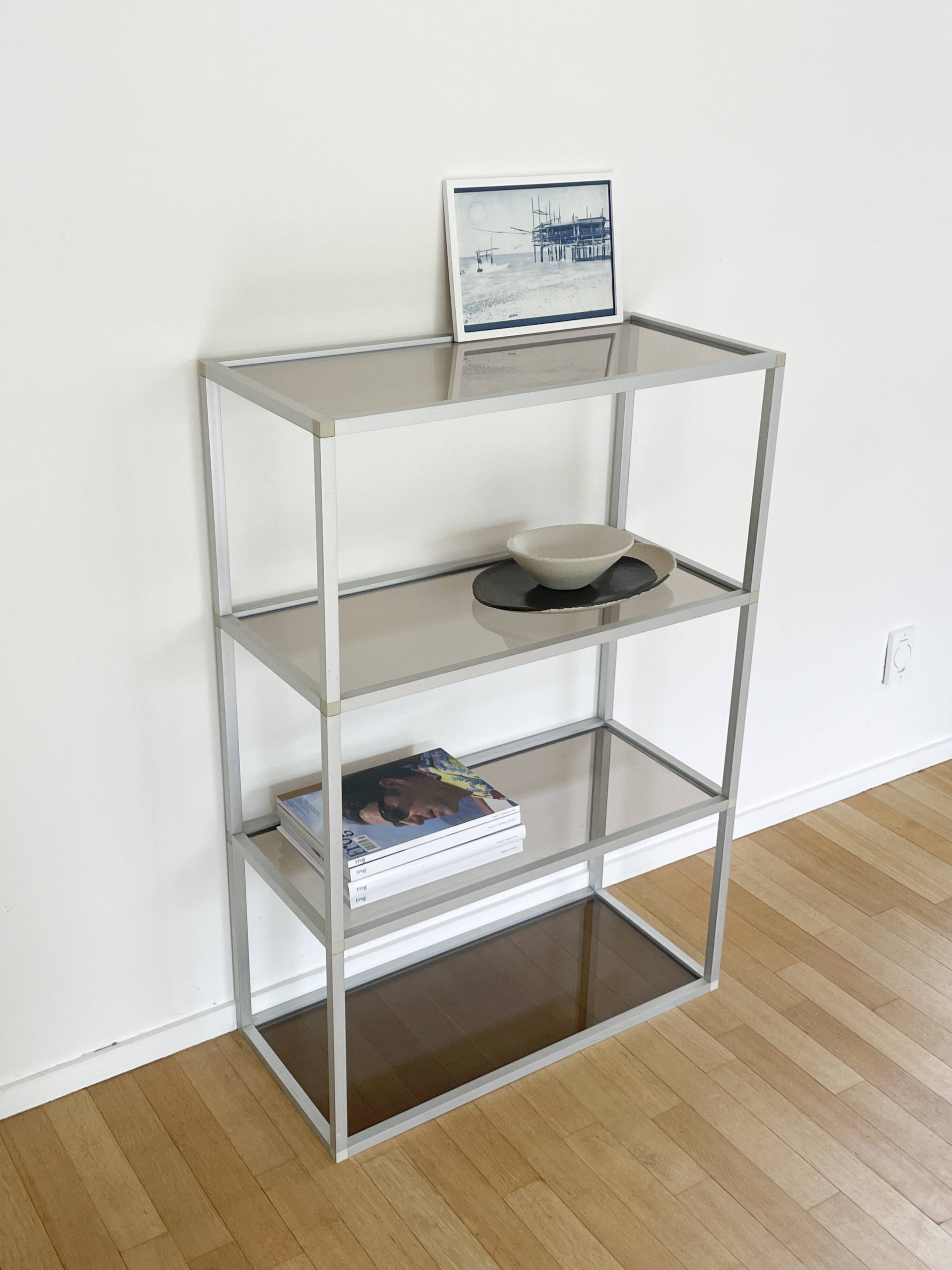 Aluminum and glass shelf