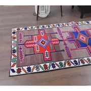 Vintage Turkish Hand-Knotted Wool Cotton Brown Runner 81x347