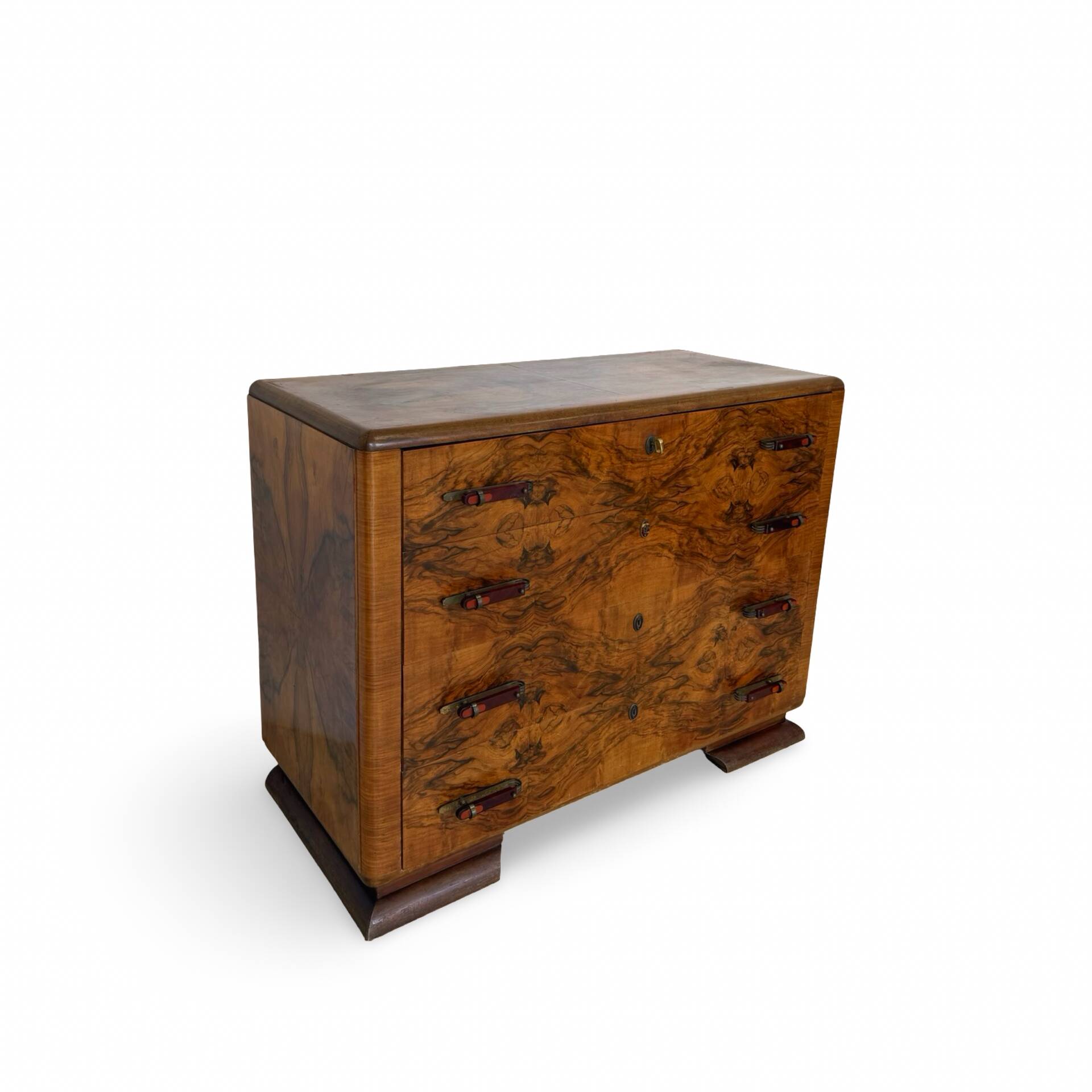 Walnut burl commode, Italian Art Deco, 1940s.