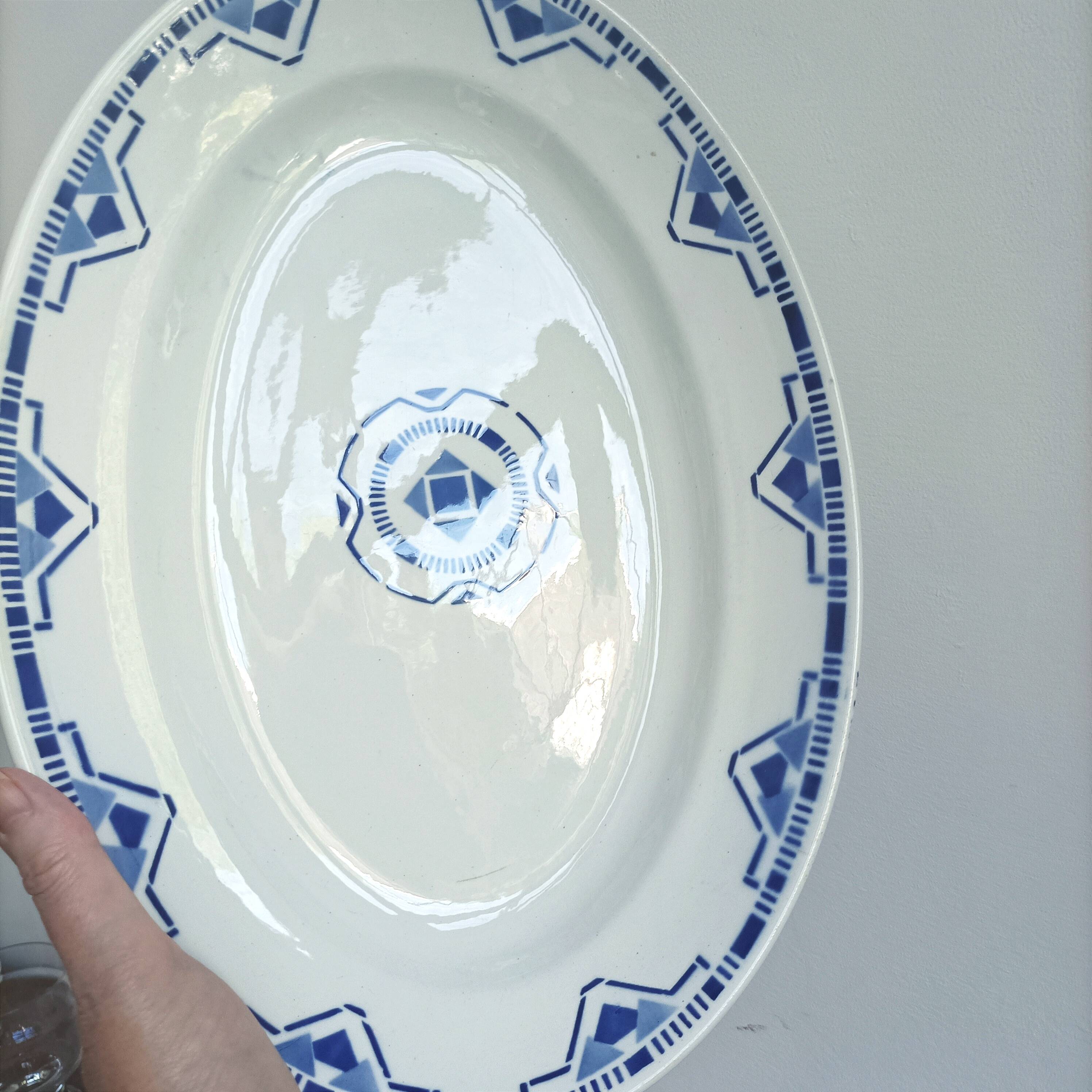 Large Art Deco earthenware serving dishes from St Amand