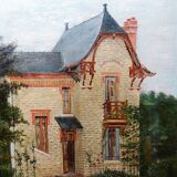 Large painting "Villa Camille" from the 1940s-60s, oil on canvas signed M. Lesoll.