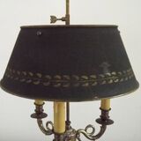 French Empire Bronze Bouillotte 3 Light Table Lamp Dark Green Shade 4229
