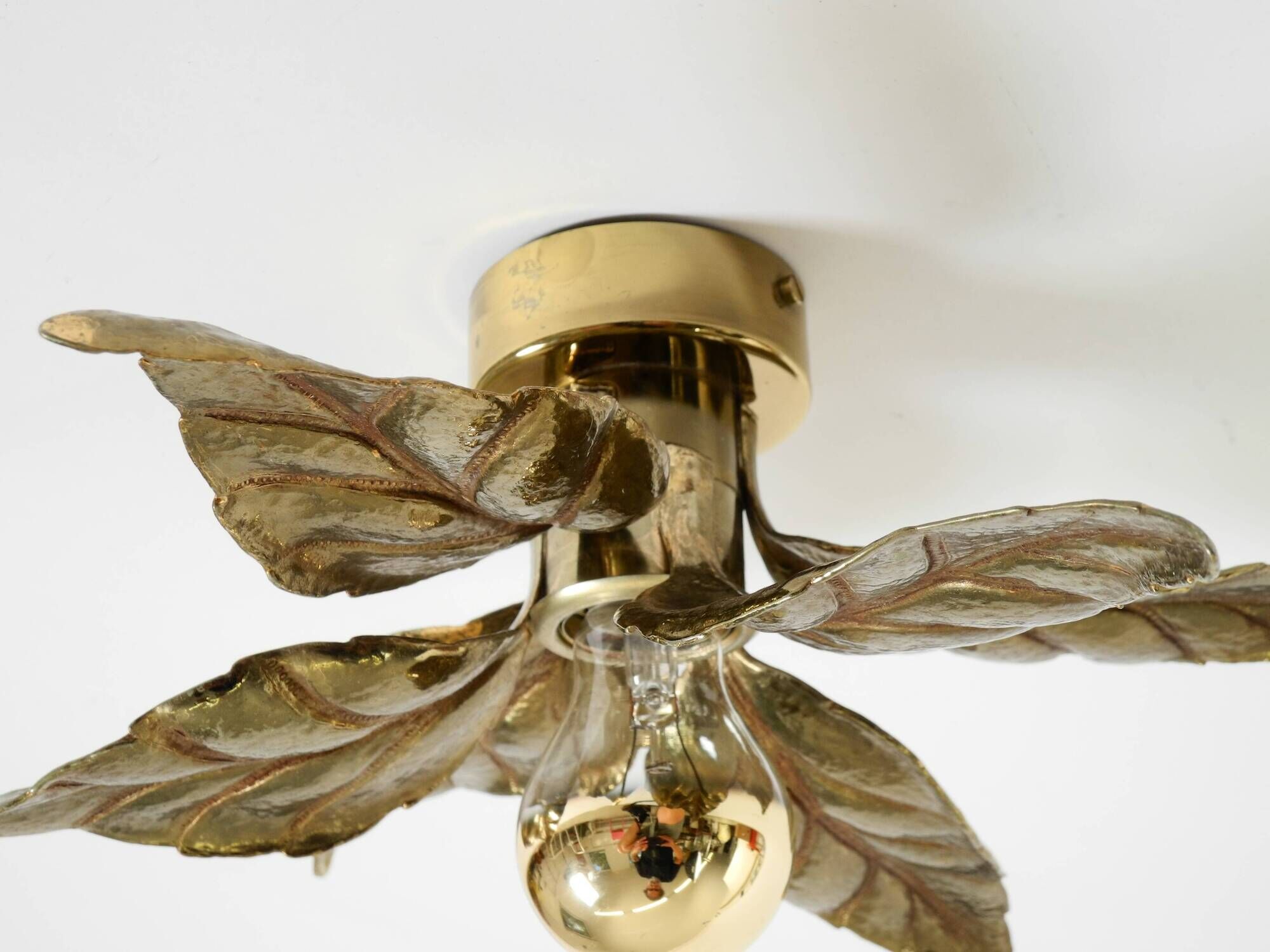 Beautiful brass ceiling or wall lamp from the 1970s by Willy Daro