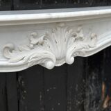 Louis XV style fireplace in white Carrara marble circa 1980