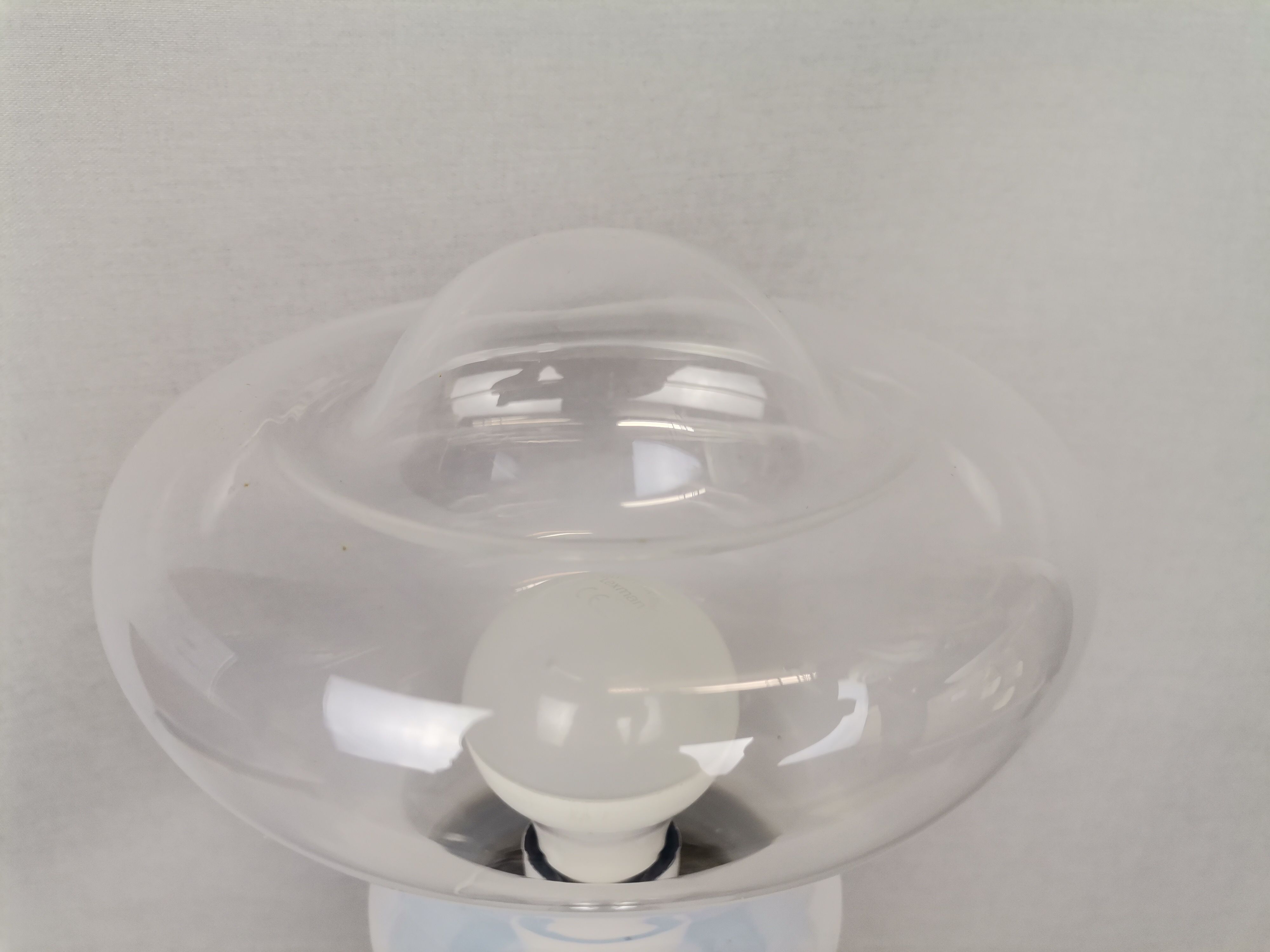 Portuguese mid century modern clear glass chromed buffet table lamp 1970s