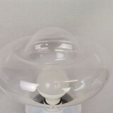 Portuguese mid century modern clear glass chromed buffet table lamp 1970s