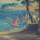 Labonne geo born 1887 view of the bay - oil on canvas signed