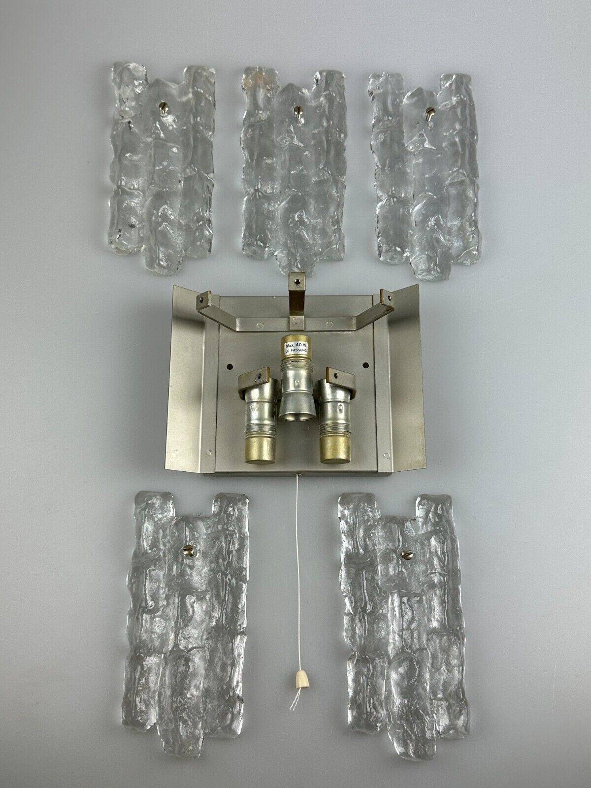 60s 70s wall lamp J.T. Kalmar Austria Ice Glass Wall Sconce Space Age