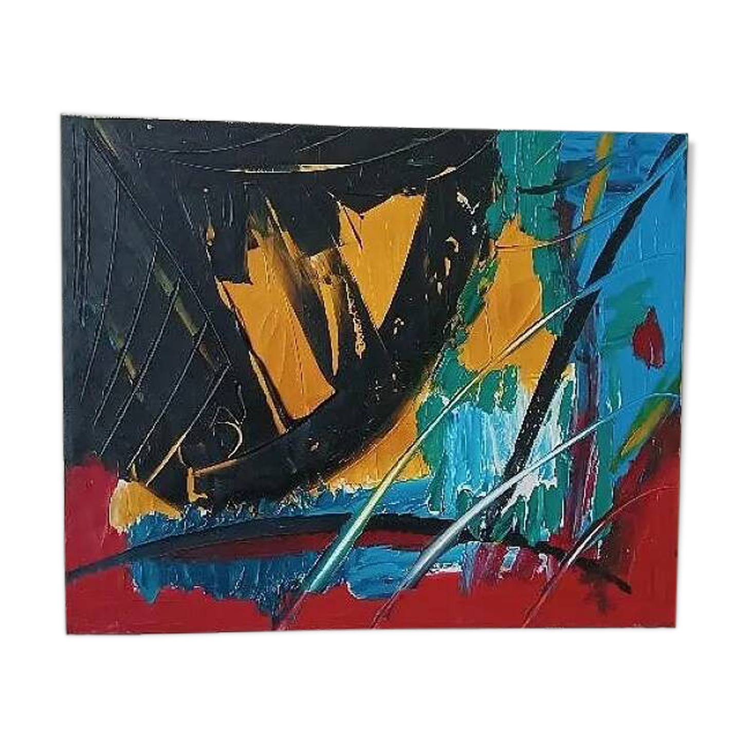 Abstract painting by Simone Ciani, oil on canvas, 20th century