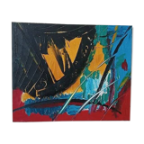 Abstract painting by Simone Ciani, oil on canvas, 20th century