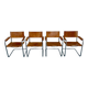 4 vintage tubular chairs with patinated leather designed by Mart Stam