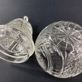 Large covered pear-shaped jar in Bohemian cut crystal