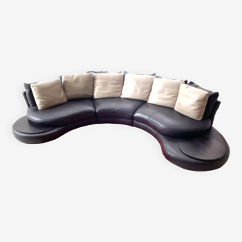 Low leather sofa Rochebobois model Formentera