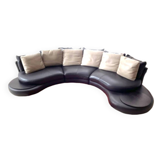 Low leather sofa Rochebobois model Formentera