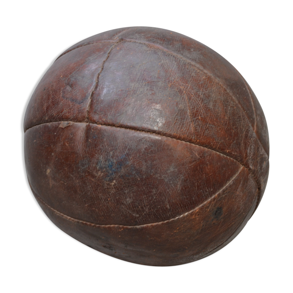 Ballon  de football ancien en  cuir  marron fonc  Selency  Ballon  de football ancien en  cuir  marron fonc  Selency