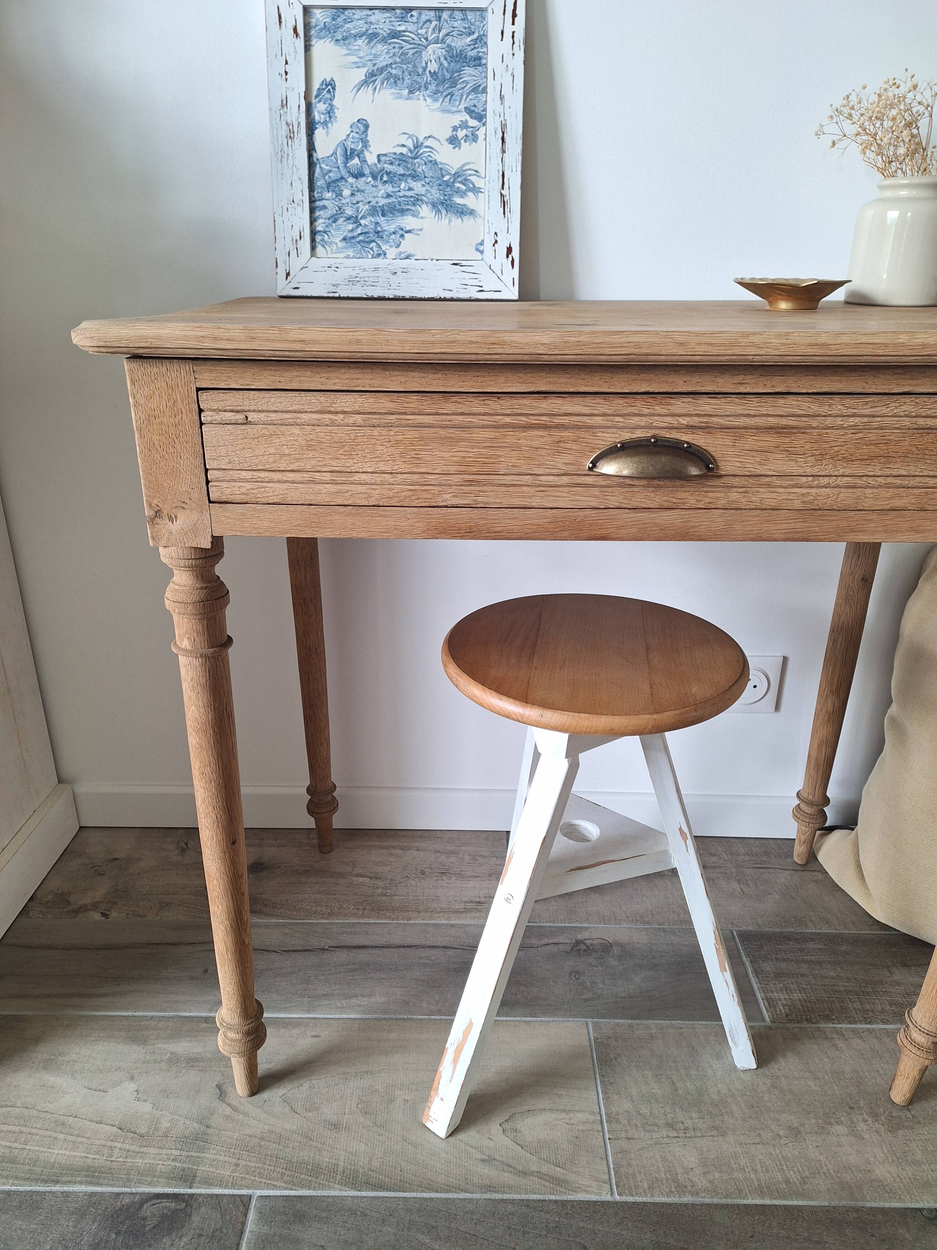 Farmhouse desk / console / side table in solid oak, country style.