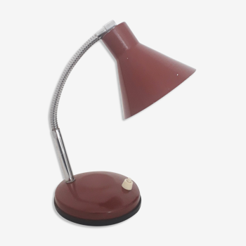 Lampe de bureau / liseuse orientable - métal laqué bordeaux - 1970