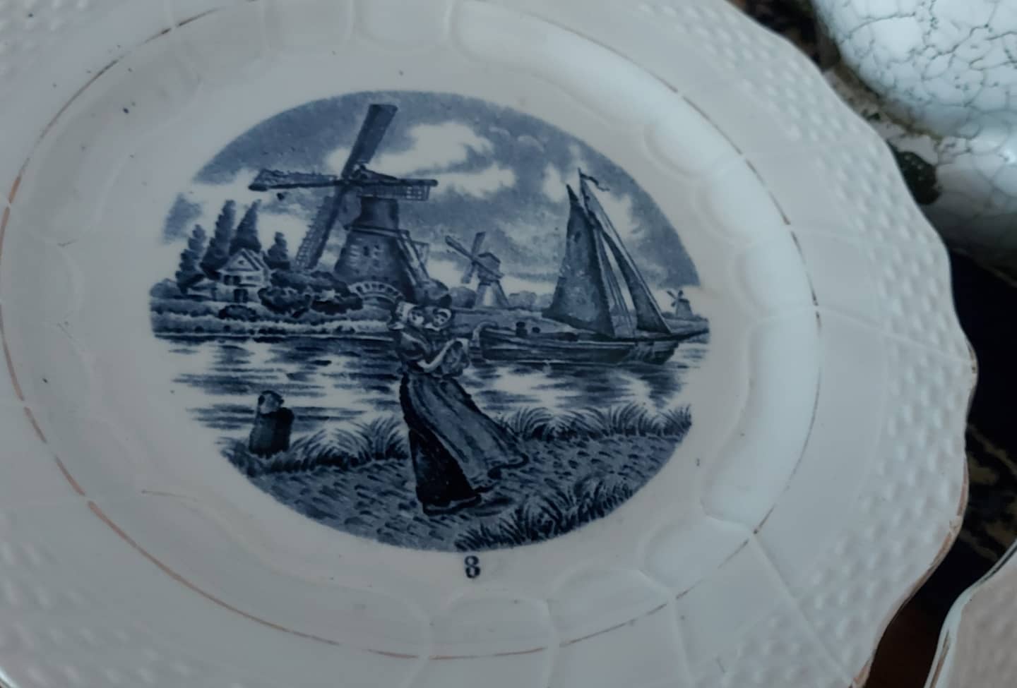 3 delft collection plates, serie hallage, moulin des loups