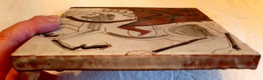 Enamelled ceramic tile le cavalier Vallauris 1960