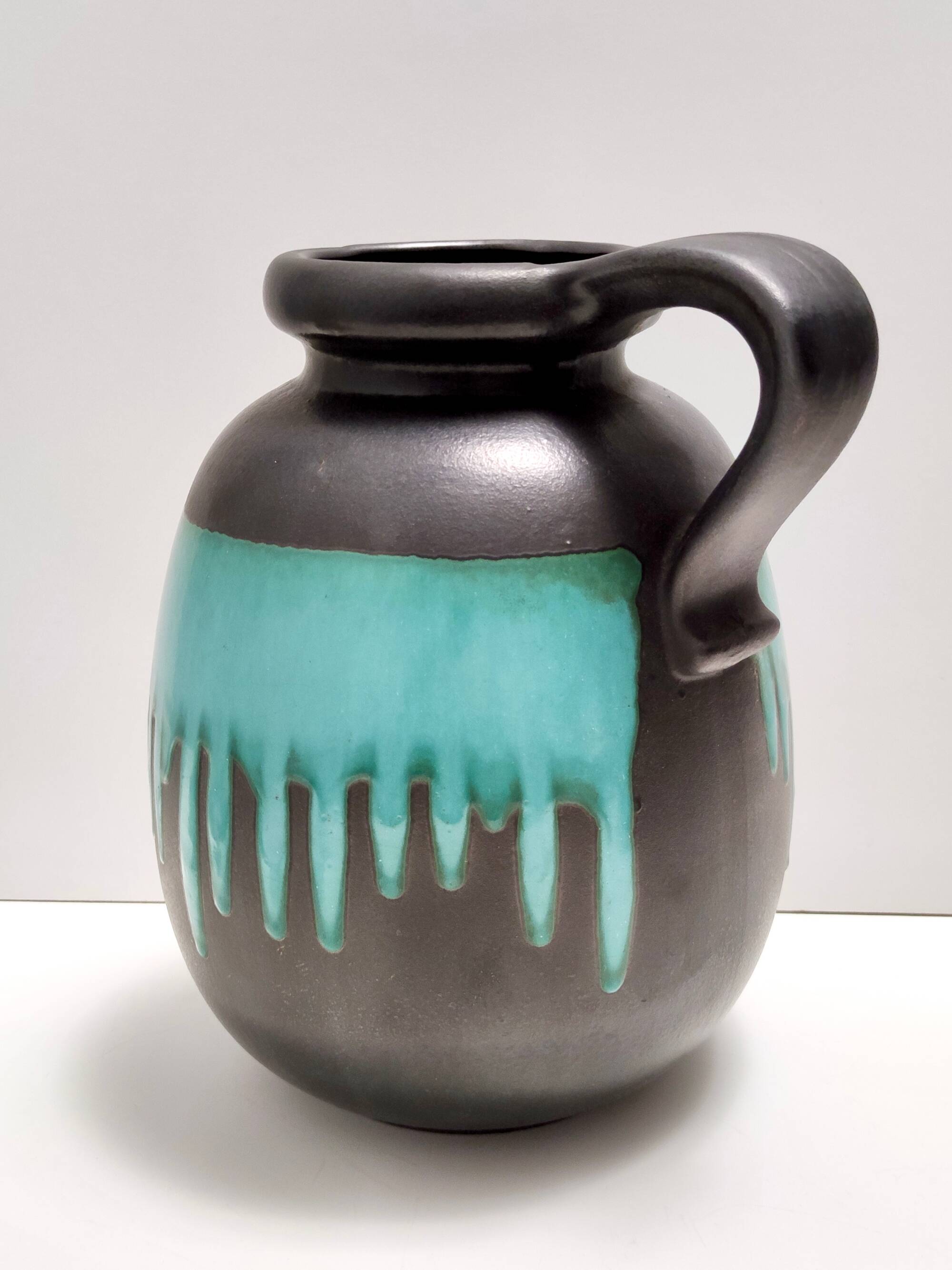 Black and Teal Fat Lava Ceramic Vase Multi-Color 484-30 Scheurich WGP