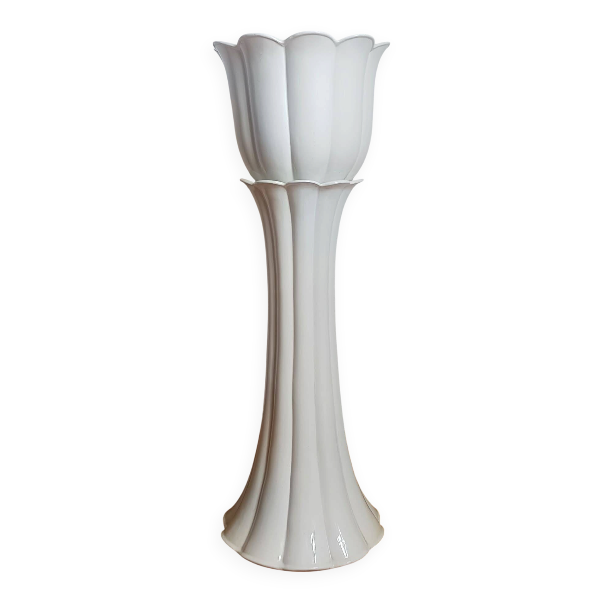 Planter pot on stand in earthenware, vintage Italy