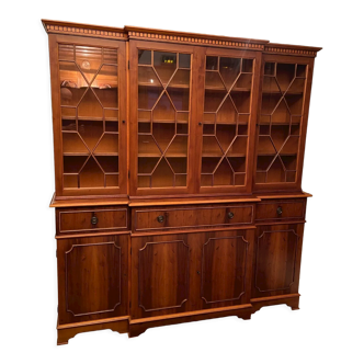 English-style blond mahogany two-body bookcase