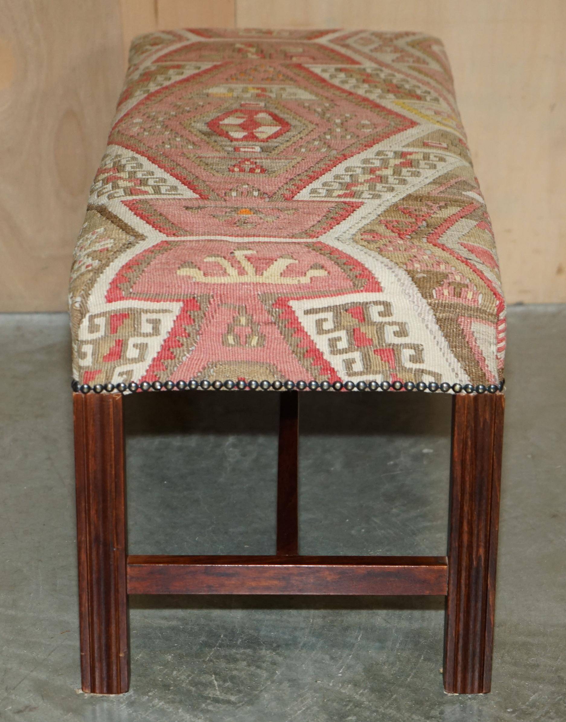 Padded footrest bench in Victorian Kilim style by George Smith