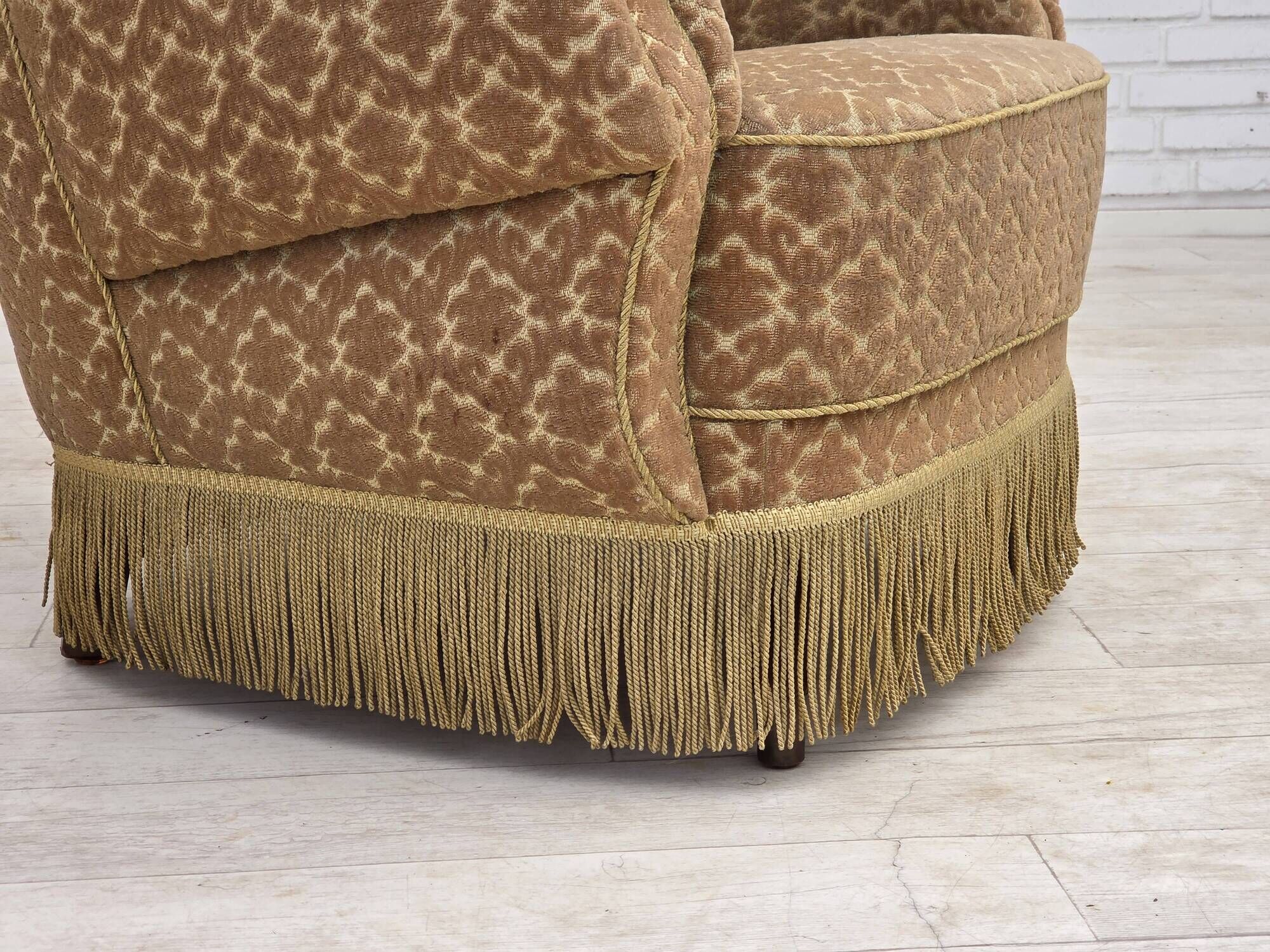 1960s, Danish armchair, furniture velour, beech wood.