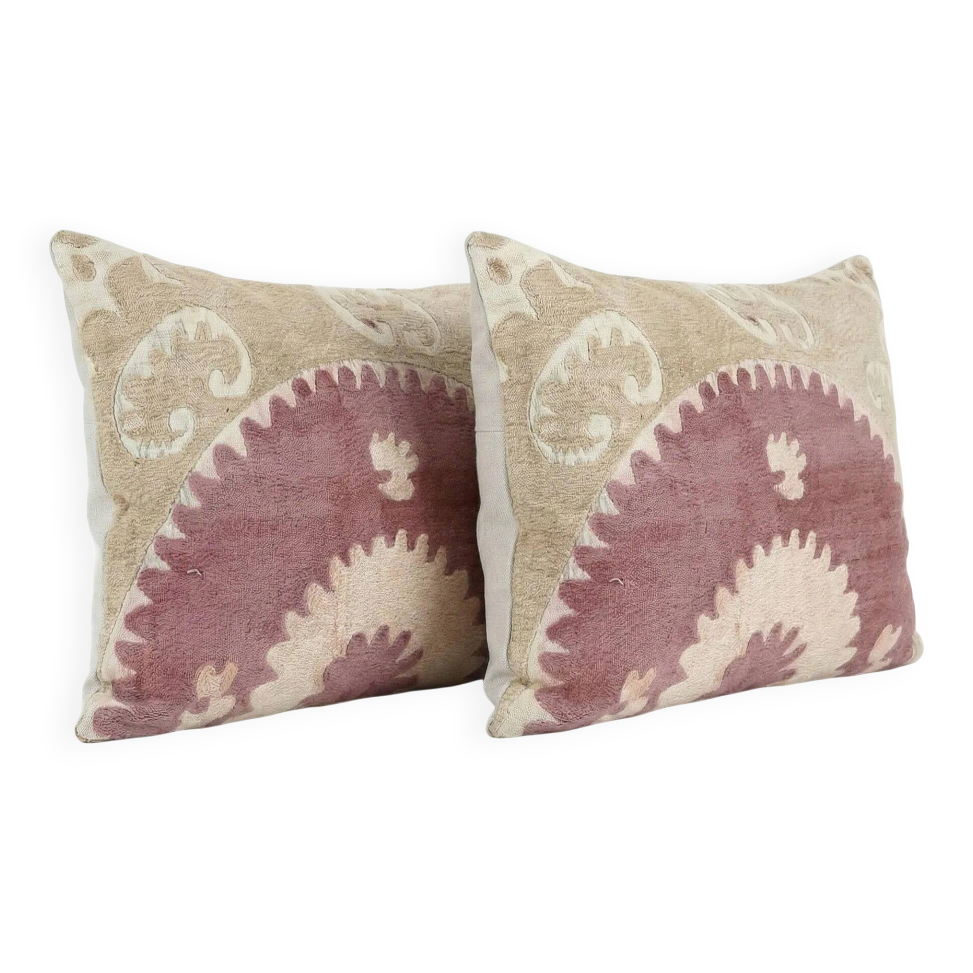 Set of 2 vintage embroidered cushion covers 36x56 cm