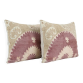 Set of 2 vintage embroidered cushion covers 36x56 cm
