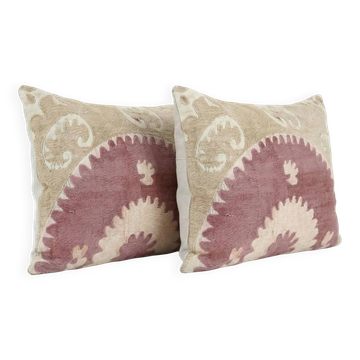 Set of 2 vintage embroidered cushion covers 36x56 cm