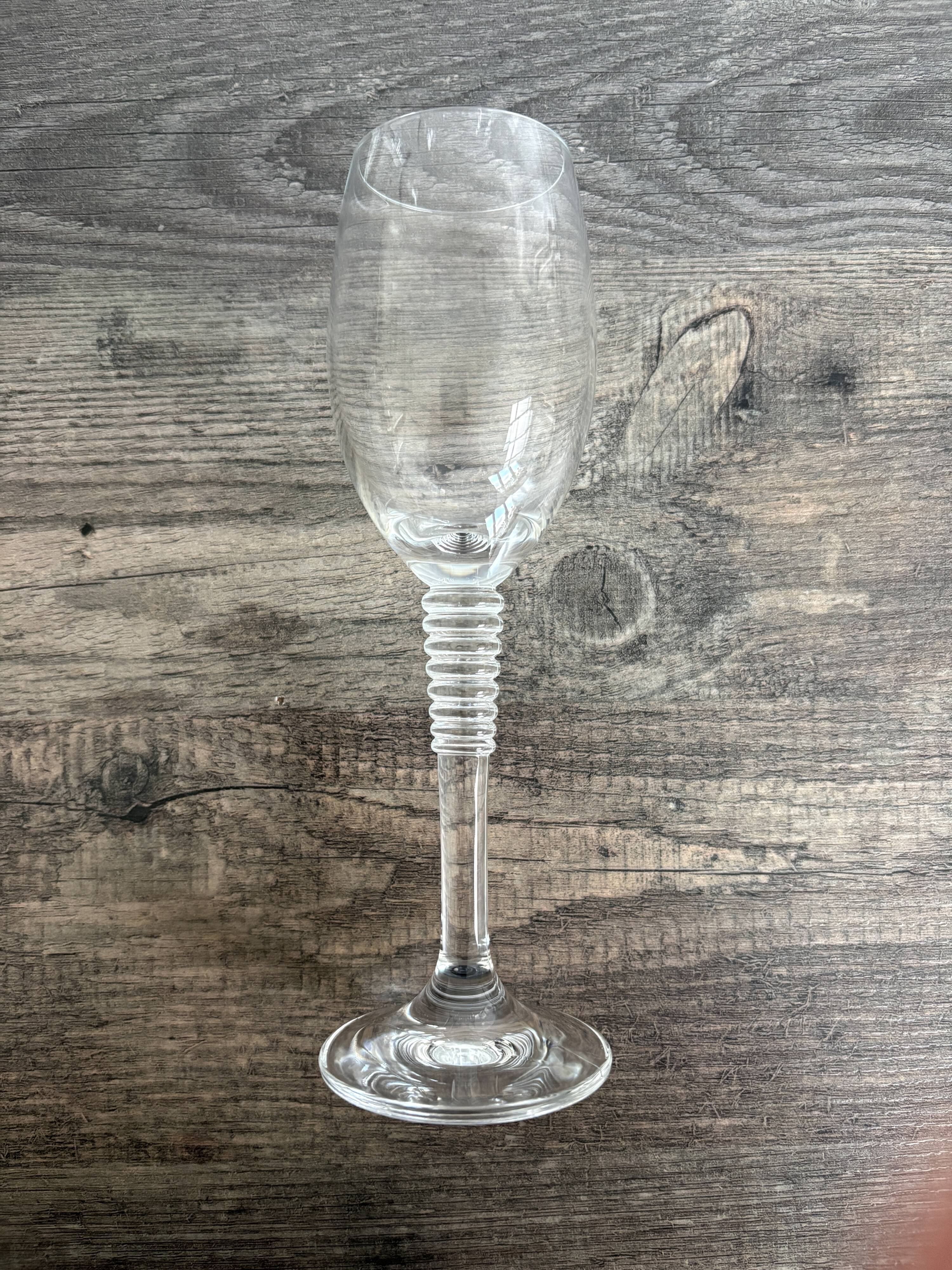 6 Vintage Ribbed Stem Crystal Glasses