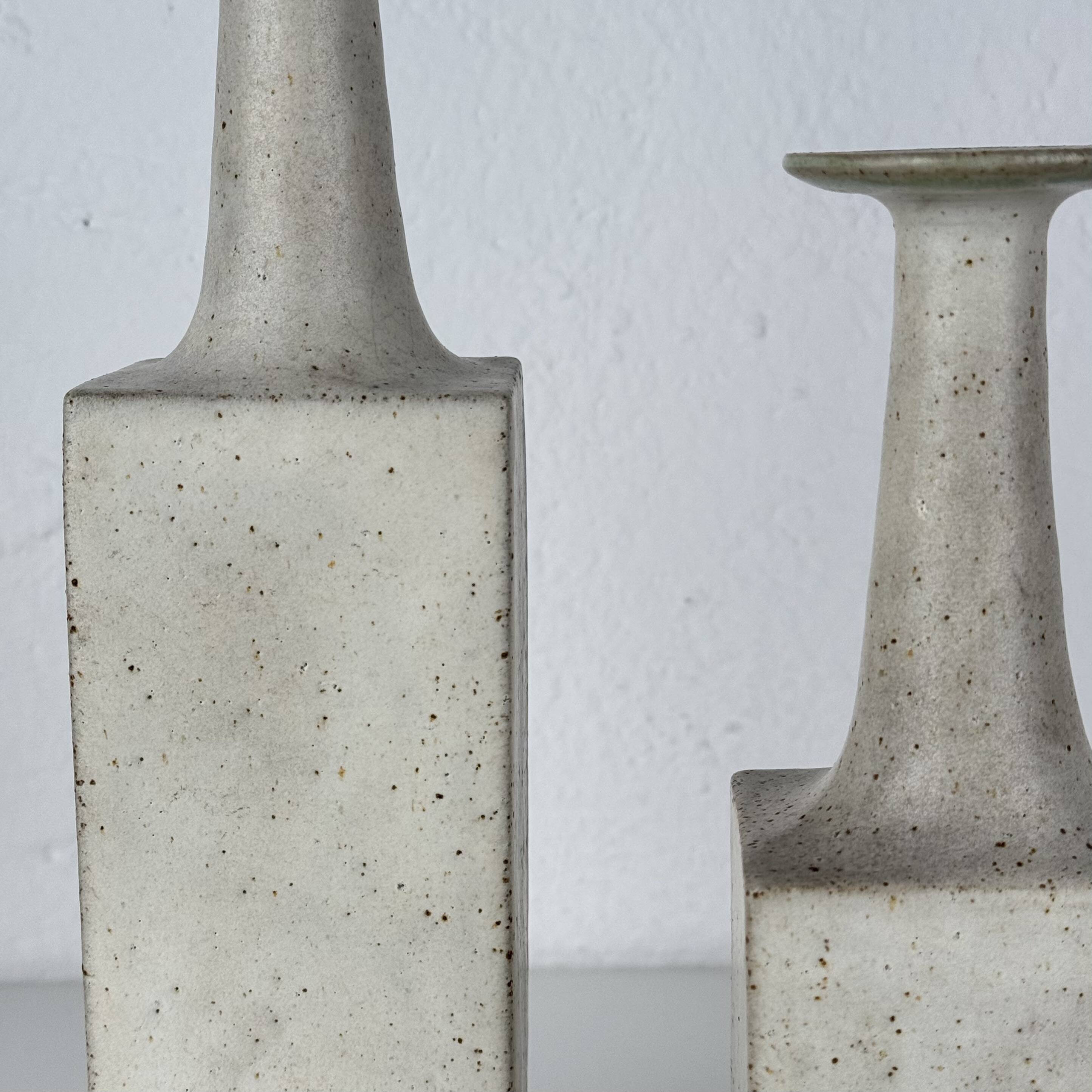 Rare Bruno Gambone Ceramic Monofiore Vase Trio, Italy – Mid-20th Century