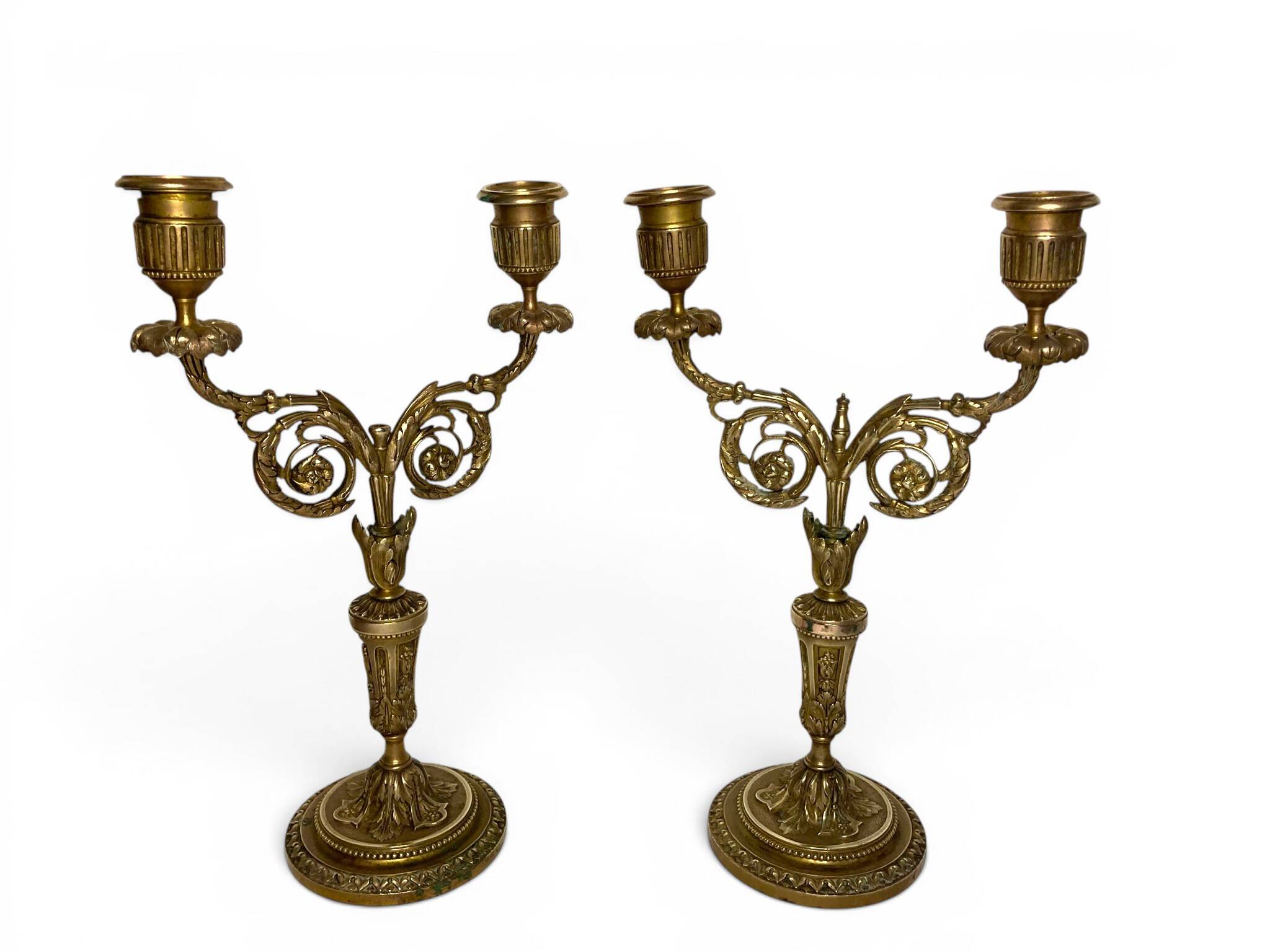 Pair of two-light candelabra in bronze, Napoleon III, late 19th century.
