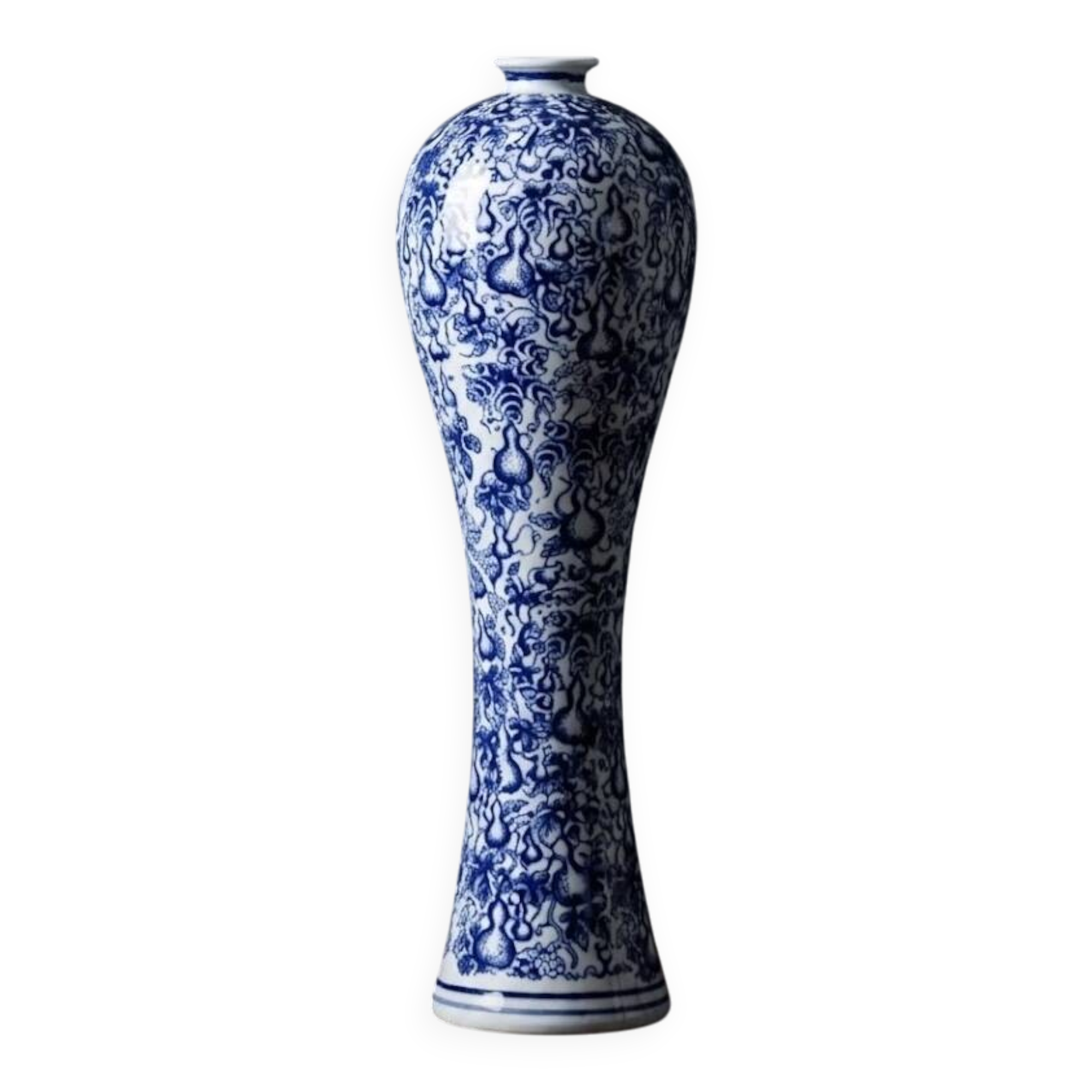 Meiping Vase Blue and White Porcelain — Gourd and Scroll Patterns
