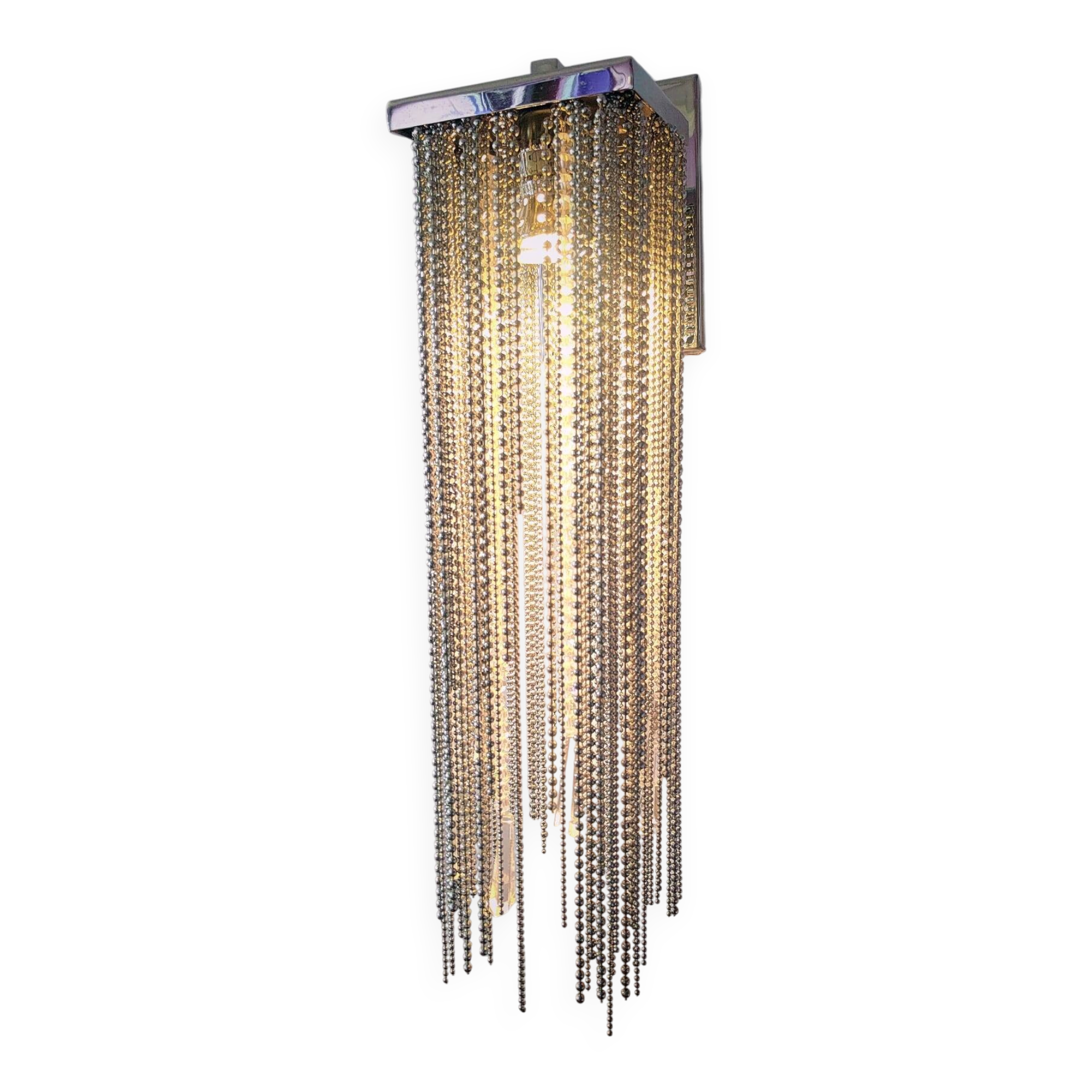 Swarovski wall lamp in silver-plated metal with crystal pendants.