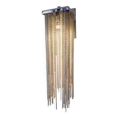 Lampe murale Swarovski en métal argenté avec pampilles en cristaux