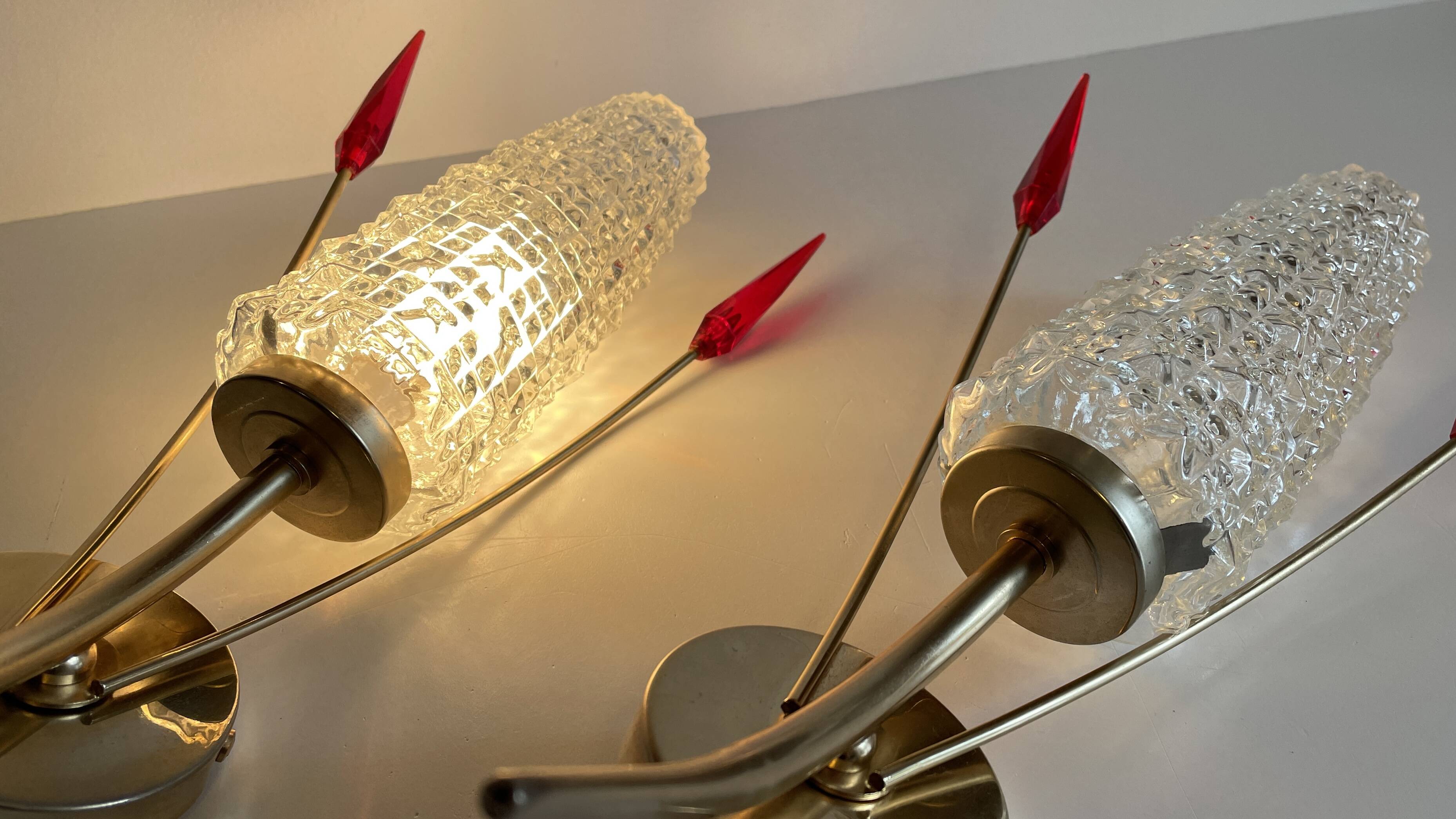 Pair of retro 60s wall lights