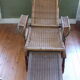 Chaise longue debut xx° en rotin, osier et bois