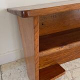 Vintage solid oak geometric wall shelf