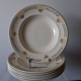 Set of 7 antique deep plates from Longwy, "Savigny" model, in good condition.